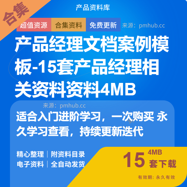 产品经理文档案例模板-15套产品经理相关资料资料4MB