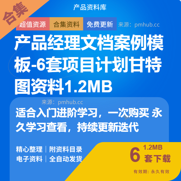 产品经理文档案例模板-6套项目计划甘特图资料1.2MB